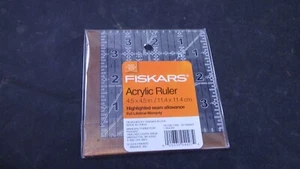 Fiskars Square Ruler Acrylic 4.5" x 4.5" Factory Sealed w Cutout For Hanging - Picture 1 of 4