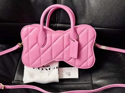 Coach Bow Bag with Pillow Quilting in Brass/Vivid Pink Nappa Leather CU860 NWT - Image 1 of 4