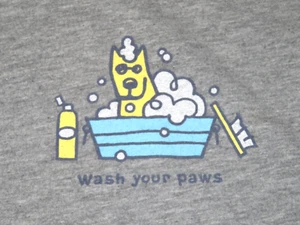 LIFE IS GOOD Gray WASH YOUR PAWS Rocket Dog in Bath s/s T-SHIRT Women XXL - Picture 1 of 5