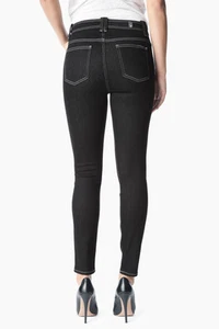 NUEVO CON ETIQUETAS 7 FOR ALL MANKIND Cintura Alta Delgado con Puntada Pop Talla 29 Negro Verdadero - Imagen 1 de 12