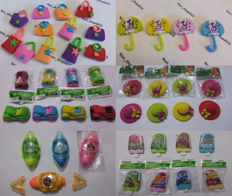 8 Rubber Pencil Eraser Stationery Kid Children Novelty for party bag filler car - Image 1 of 1