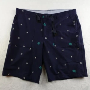 Nike Dri Fit Shorts Men’s 38 Blue Slim Fit Patterned Belted Golf Performance - Picture 1 of 9