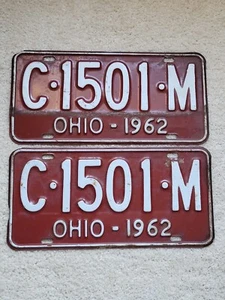 1962 Ohio License Plate vintage matched pair / set C1501M. ** - Picture 1 of 2