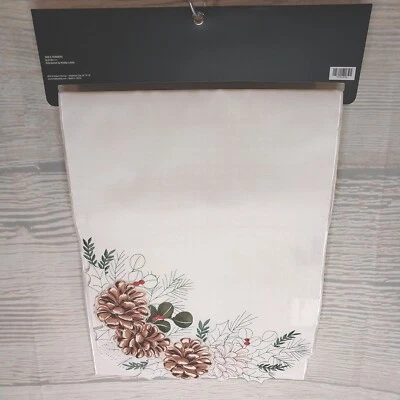 New! Pinecone Cutout Edge Winter Christmas Table Runner 72”x13” Lodge Woodland  - Image 1 of 4
