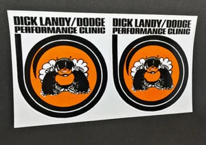 Pair of Dick Landy Dodge Performance Clinic Vintage Style DECALS, Vinyl STICKER - Picture 1 of 3