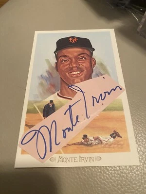 MONTE IRVIN custom Autographed Signed AUTO Perez Steele Postcard Beckett BAS COA - Image 1 of 2
