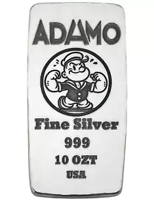 10 oz Silver Bar 999 - Popeye Adamo Metals - Qty Discounts - Matt Finish - Picture 1 of 7