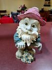 Garden Gnome With Pick Axe And Flowers, 9 Inches Tall