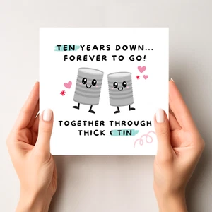 Ten Year Anniversary Card - 10th Wedding Anniversary Pun Card For Wife - Husband - Picture 1 of 2