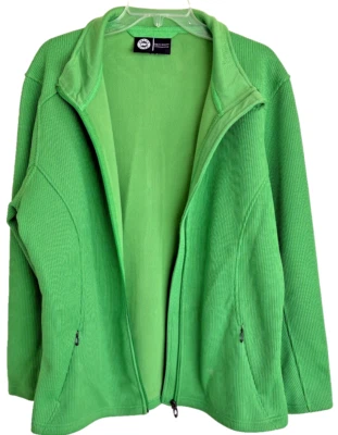 POLAR KING 夹克粘合羊毛全拉链女式尺寸:XLR Kelly 绿色口袋 — 第 1/4 张图片