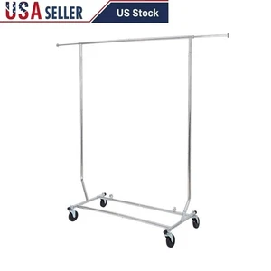 Schwerlast Verstellbar Rollen Kleiderständer Faltbar Kleidung Organizer Aufbewahrung Neu - Bild 1 von 10