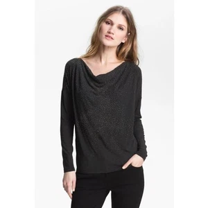 Eileen Fisher Cozy Stretch Jersey Beaded Drape Neck Tunic Gray Women’s Sz SP - Picture 1 of 8