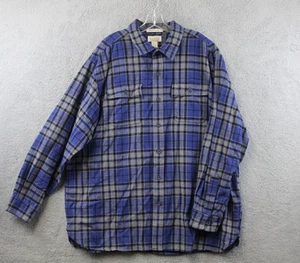 LL Bean Flannel Shirt Blue Mens XXL Shacket Sportsman Chamois Cloth Tradition - Picture 1 of 7