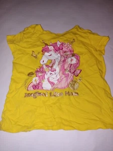 ​The Children's Place Girls Size 5/6 Yellow Unicorn T-Shirt "Magical Like Mom" - Picture 1 of 5