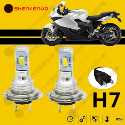 H7 White LED Headlight Bulbs For BMW K1300S K1300R K1200S K1200R K1300GT K1200GT Foto 1 de 4