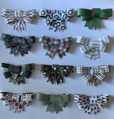 ¡NUEVO! Arcos de regalo de Navidad de papel hechos a mano - Juego de 12 - 5" de ancho x 3" de largo Foto 1 de 4
