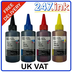 4 x 100ml Refill Universal Ink Bottles For Epson Printers B/C/M/Y non-oem - Picture 1 of 1