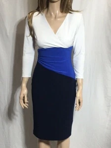 Abito tubino donna Lauren Ralph Lauren manica 3/4 lunghezza ginocchio nuovo con etichetta - Foto 1 di 8