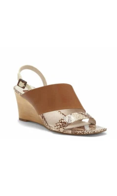 Sandalias de cuña Louise et Cie Quarza de cuero con estampado de serpiente, marrón, talla 8 Foto 1 de 4