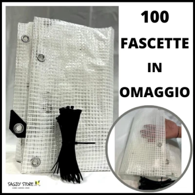TELO TELONE OCCHIELLATO IN PVC IMPERMEABILE TRASPARENTE COPRITUTTO PER ESTERNO - Immagine 1 di 4