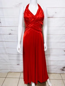 B. Darlin Womens Juniors Halter Maxi Dress Size 7/8 Red Lined Sleeveless - Picture 1 of 6