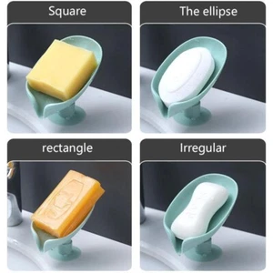 Suction Cup Soap dish 2PCS bathroom Shower Portable Leaf Soap Holder Plastic - Picture 1 of 6