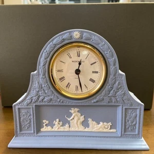 Wedgwood Jasper Pale Blue Mantle Clock Mantork with Box UNUSED - Picture 1 of 8