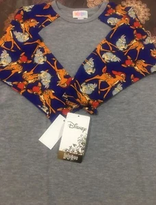 LuLaRoe Disney Bambi Sloan Kids Randy Raglan Tee Size 8 Baseball Royal Blue NWT - Picture 1 of 3