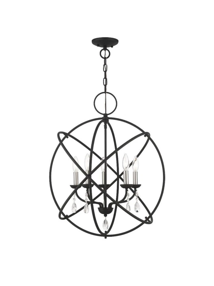 Lámpara de araña de cristal Livex Lighting 40905 Aria 5 luces 24" W - negra Foto 1 de 1