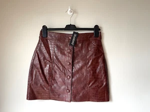 BLANKNYC MINI SKIRT Faux Croc Leather Brown RATTLE & ROLL  27" Waist / 8 ๐ BNWT - Picture 1 of 9