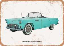 Classic Car Art - 1955 Ford Thunderbird Oil Painting - Rusty Look Metal Sign 2