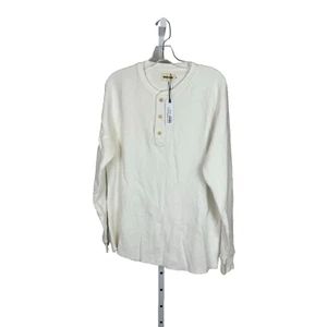 Taylor Stitch The Long Sleeve Heavy Bag Waffle Henley in Natural,M-40,MSRP$78 - Picture 1 of 3