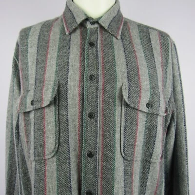 Camisa De Colección Fieldmaster Franela Gris Rayas Talla XL 90s Lona Grunge Foto 1 de 4