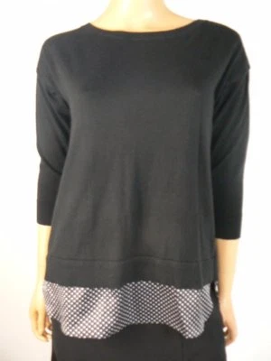 Suéter Ann Taylor Negro Mezcla Algodón Blanco Lunares Manga 3/4 S 4 6 NUEVO A905 Foto 1 de 4