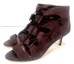 Delman Tryst Ghillie-Tie Suede Open-Toe Bootie purple womens size 9 - Picture 1 of 5