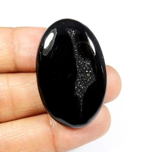 Piedra preciosa suelta de ónix druzy ágata negra natural forma ovalada 52 quilates #10026 - Imagen 1 de 6