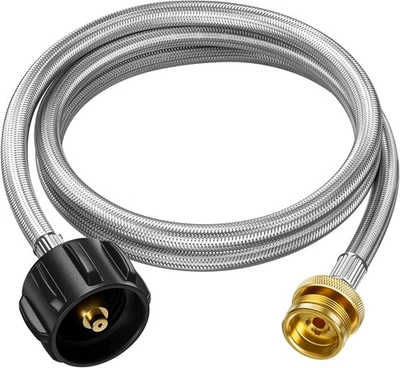 RUSHARE Propane Hose Adapter, 5 FT Braided for Buddy Heater, 5 Feet-Upgraded