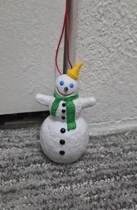 Vintage 1995 Jack In The Box Restaurante Muñeco de Nieve Árbol de Navidad Adorno 4" MIRAR - Imagen 1 de 5