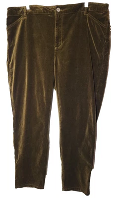 Pantalón J. Jill Terciopelo Terciopelo Marrón Cintura Alta Pierna Recta Elástico Espalda Talla 20W Foto 1 de 4