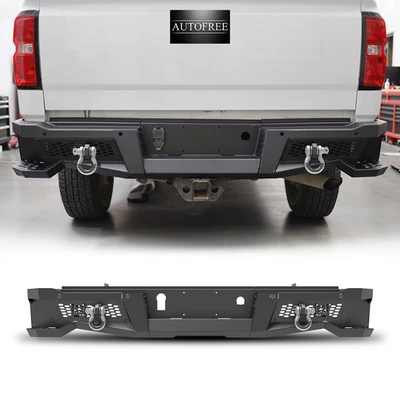 Black Rear Step Bumper For 2015-2019 Chevy Silverado GMC Sierra 2500 HD 3500 HD - Imagem 1 de 4
