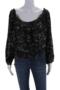 Michael Michael Kors Womens Long Sleeve Boat Neck Blouse Black Large - Picture 1 of 6