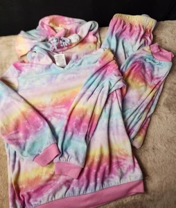 Sainteve Girls Soft Pink Tie Dye Hooded Ski Pajamas Size 7/8 - Picture 1 of 6