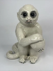 ITALIAN CERAMIC WHITE CAPUCHIN MONKEY — As seen at Elvis Presley's Graceland! - Picture 1 of 7