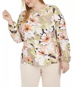 Nine West Neu mit Etikett Übergröße Blumendruck Top 3X "Pale Blush Multi" - Bild 1 von 11