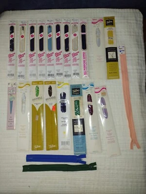 Vintage Zippers  Invisible Polyester Large Lot of 22 Unique Colors - Image 1 of 4