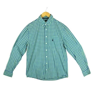 Johnnie O Men Blue Plaid Cotton Preppy Button Down Shirt Size M EUC - Picture 1 of 12
