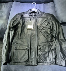TRIUMPH BEAUFORT 2 RETRO BLACK LEATHER MOTORCYCLE JACKET XL / UK46 - Picture 1 of 12