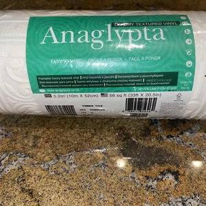 Anaglypta Turner Tile Textured Luxury Vinyl Wallpaper Roll 33 ft x 20.5” RD80000 - Picture 1 of 5