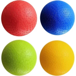4 Playground Balls of  10-inch Dodgeball Playground Balls With Free Pump - Picture 1 of 6