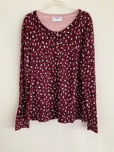 Old Navy Sweater Womens Red Cheetah Print Leopard Button Up Cardigan XL - Picture 1 of 2
